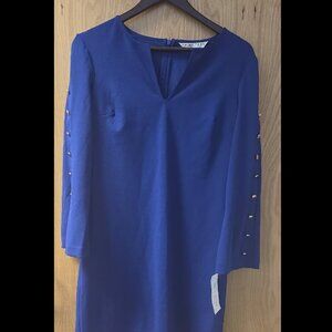 Trina Turk Dress Nalin Bell Sleeve Knit Dress Size 2 Navy